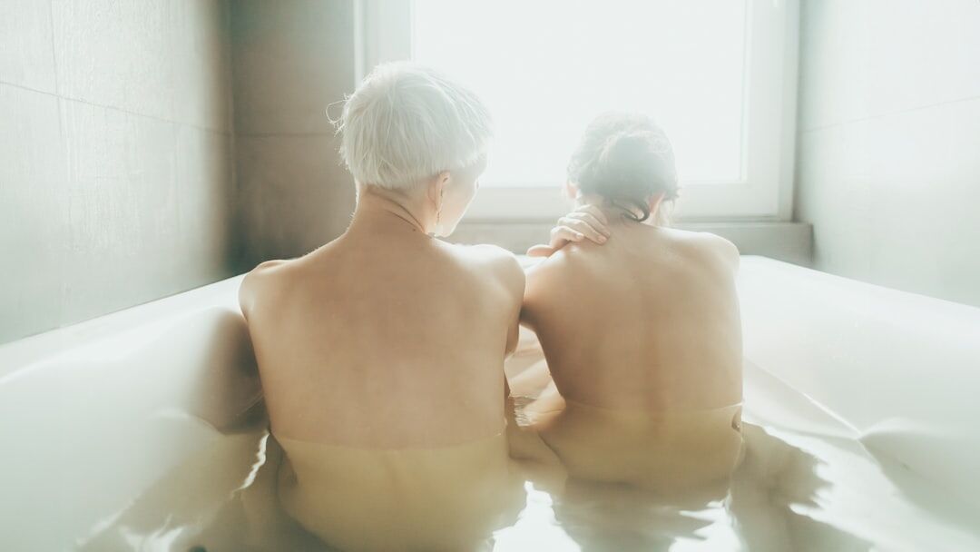 seniors relaxing in spa