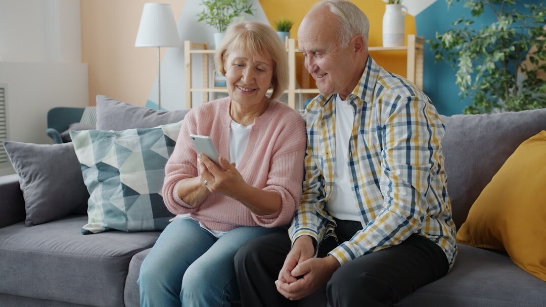 senior using mobile phone
