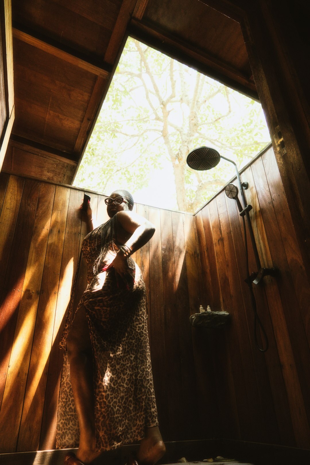 elderly person taking shower