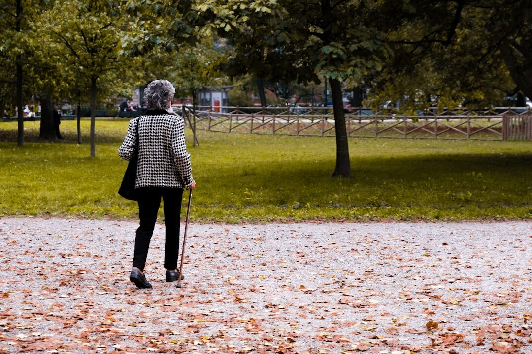 senior walking in park