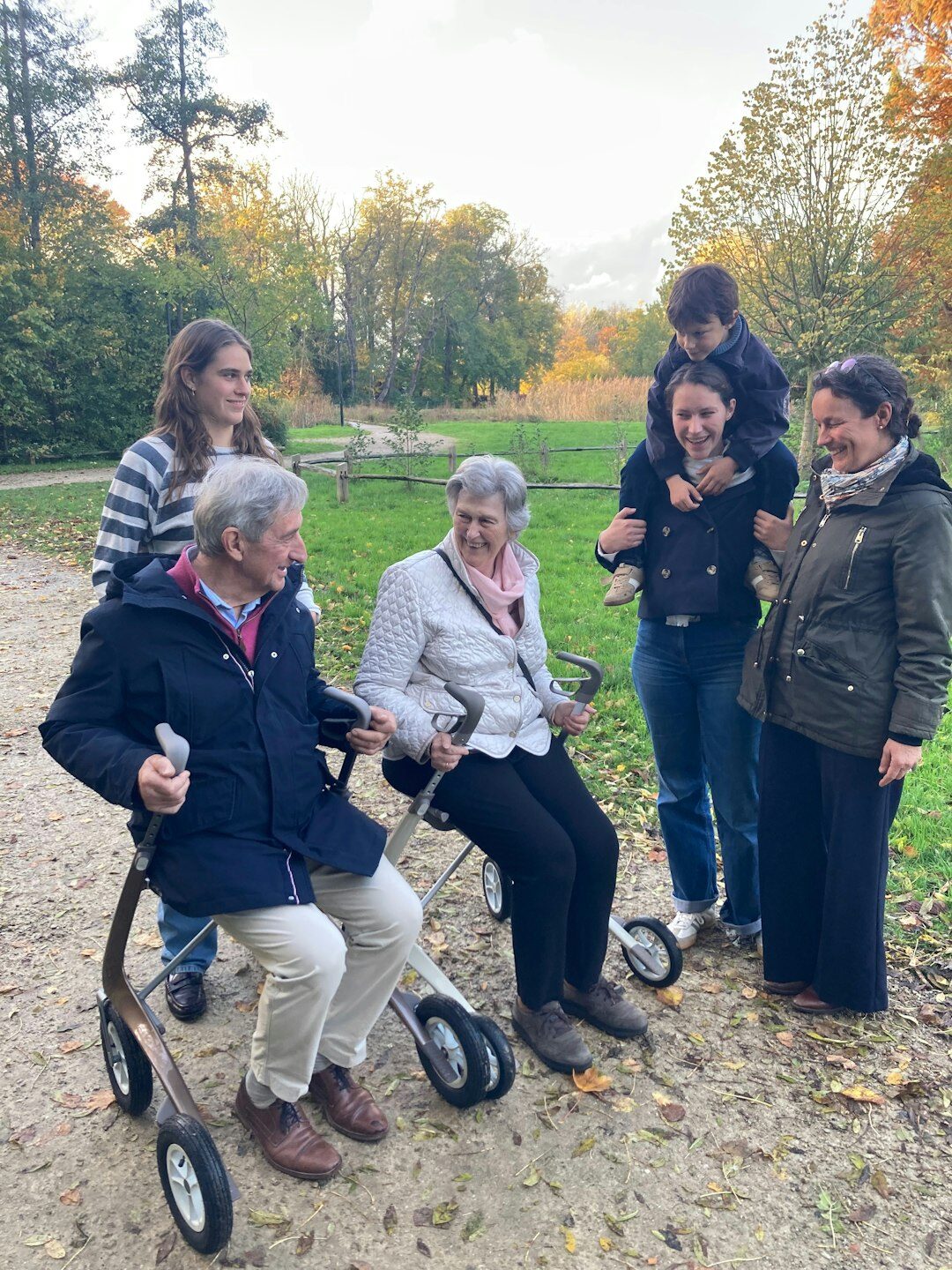 seniors enjoying autumn walk