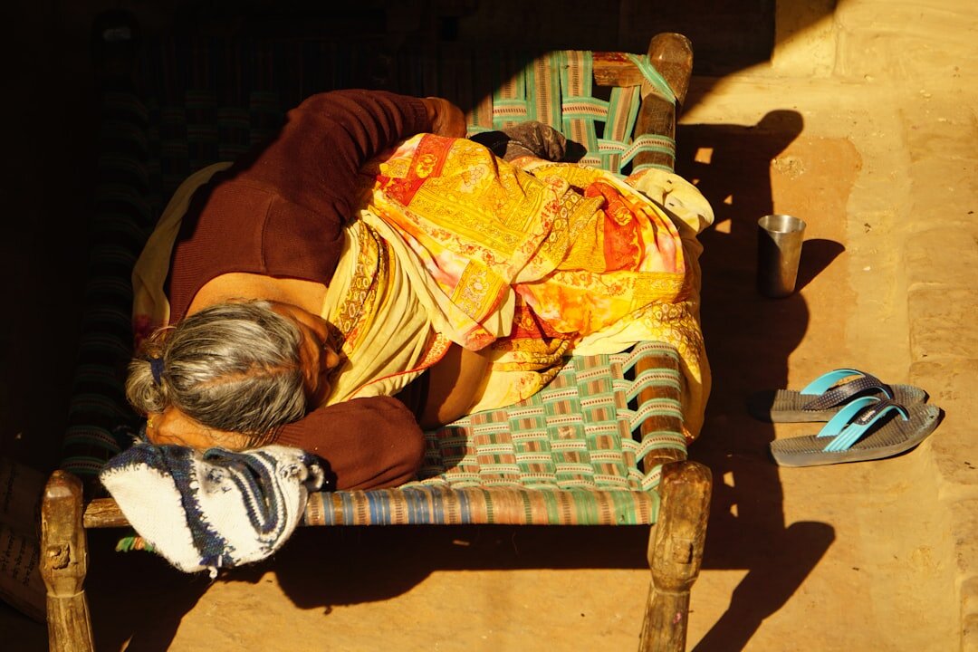 elderly woman resting